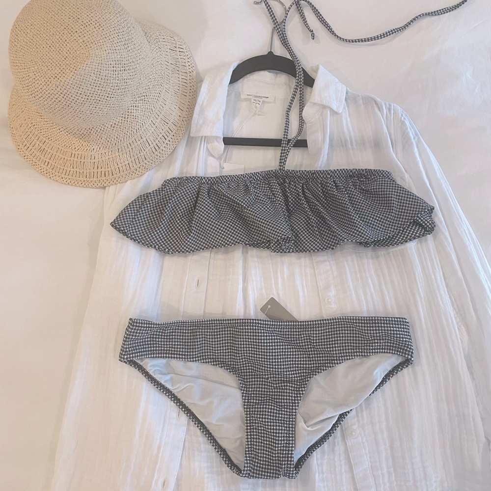 J crew gingham bikini top xs and bottoms small
